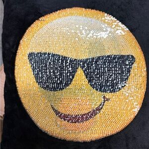 Sequin Emoji Pillow with Sunglasses